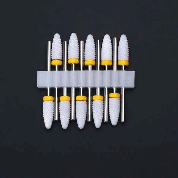 10pcs Ceramic Nail Drill Bits Set Milling Cutter for Electric Manicure Bit Flame Corn Files Pedicure Machine Polish Accesoires