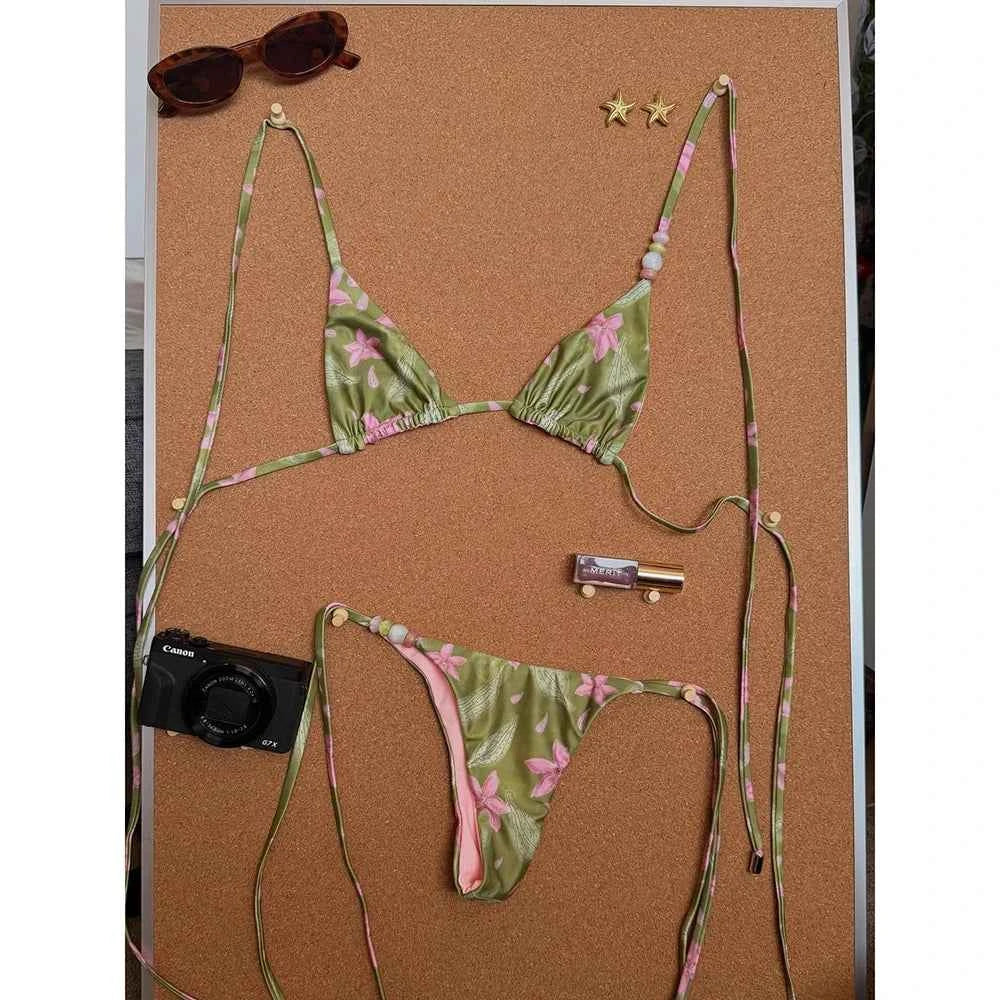 Micro Bikinis 2025 Push Up Swimsuit For Women Sexy Swimwear Brazilian Bikini Set Floral Print Biquini Swimsuit Summer Beachwear