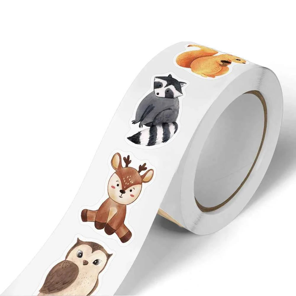 500pcs Funny Dogs Forest Animals MEME Stickers Roll Animal Cartoon Decals Toys Cute Sealing Labels Kids Reward Stickers Gifts