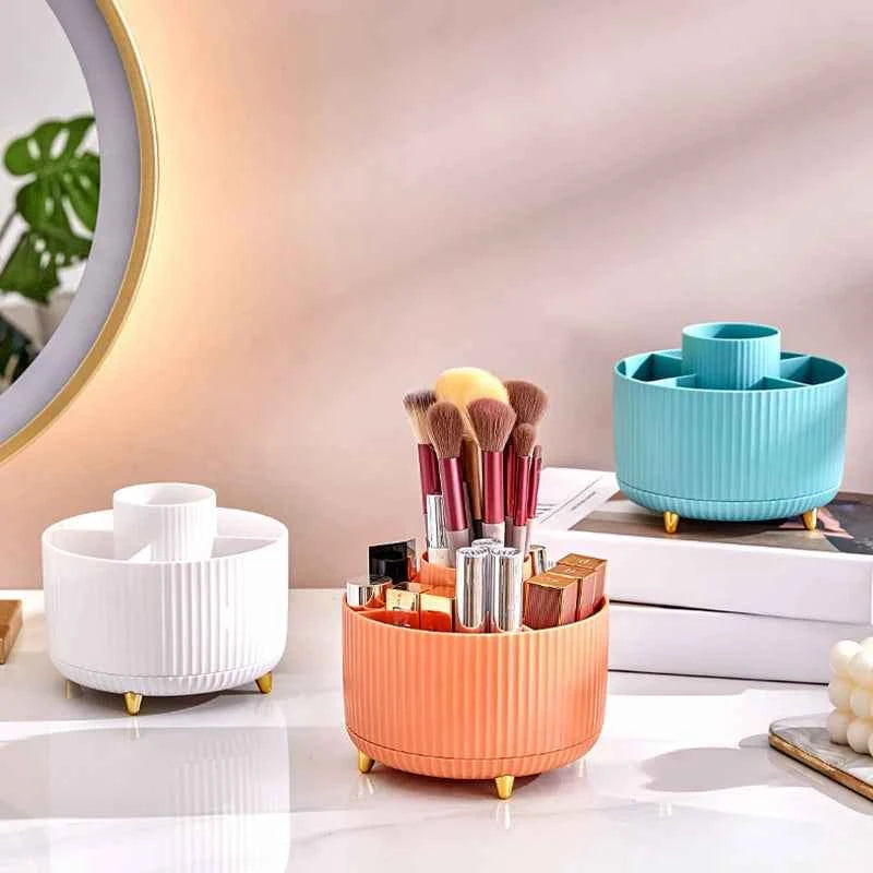 1Pcs 360° Rotating Makeup Brush Holder Storage Box, 5 Slot Makeup Brush Cup, Suitable for Bathroom Dressing Table,Office Desktop