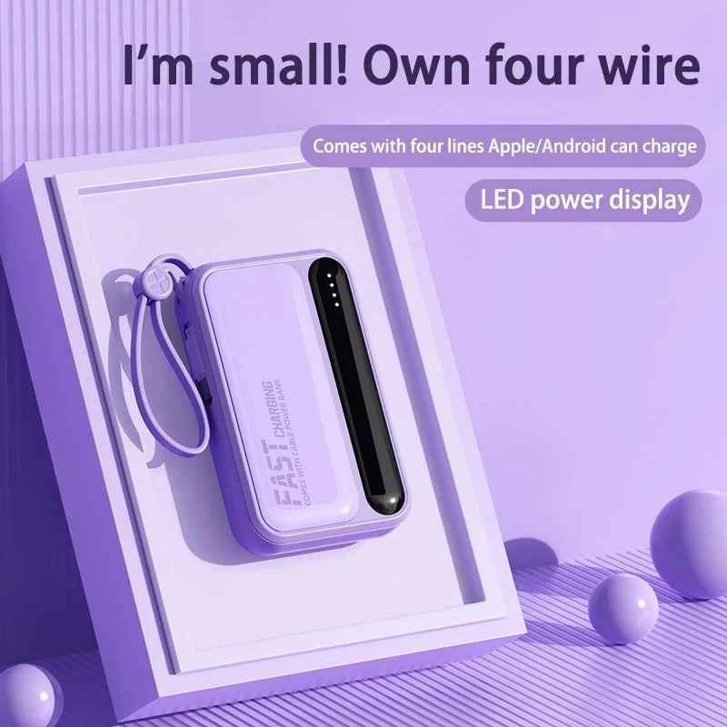 Lenovo 120W 500000mAh Power Bank Large Capacity 4 In1 Cables Intelligent Digital Display Light Portable Powerbank For iPhone New