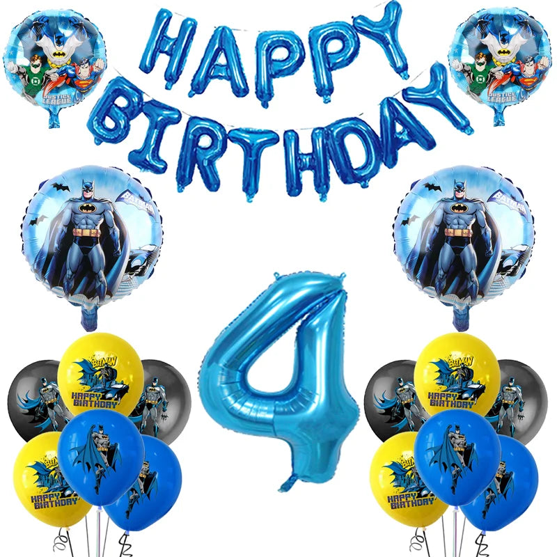 Party Tableware The Dark Hero Cartoon Boys Balloons Birthday Party Decoration Plate Cup Napkins Balloons Baby Shower Supplies