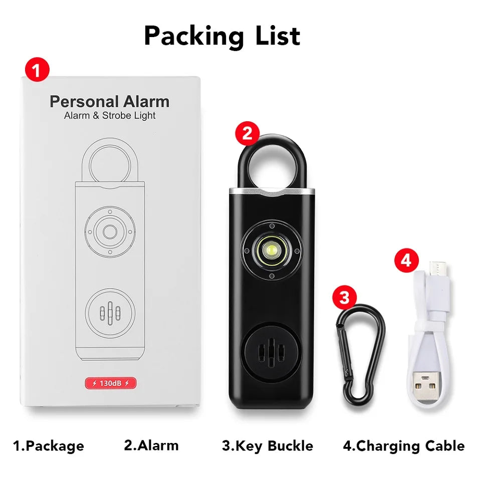 WSDCAM Self Defense Alarm 130dB Anti-wolf Personal alarm for Girl Child Women Loud Panic Alarm Rechargeable Emergency Alarm