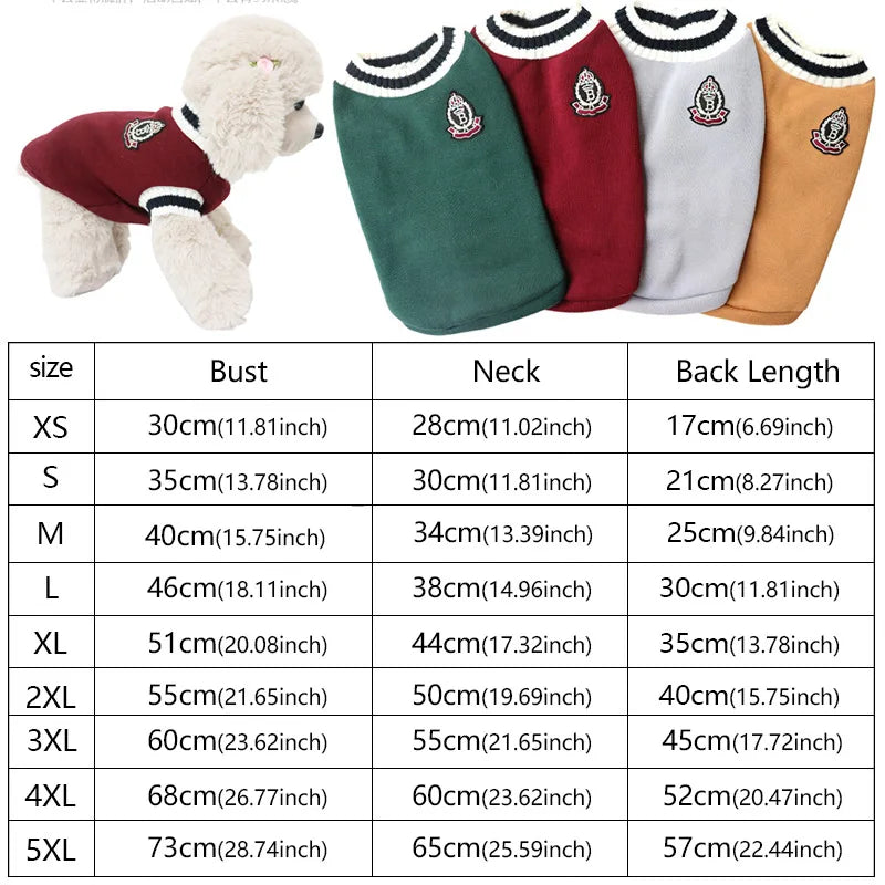 V-Neck Knit Dog Sweater Vest College Style For Autumn