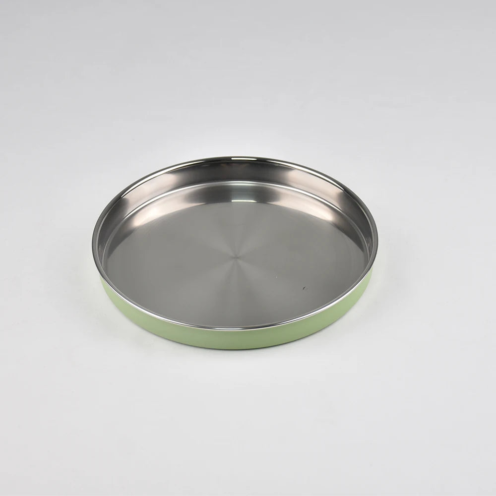 Big Baby Feeding Plate Silicone Stainless Steel Boy Girl Tableware Cute Plain