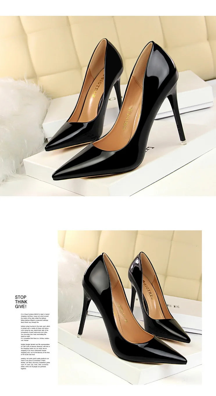 BIGTREE Shoes Classic Pumps Patent Leather Women Pumps Fashion Women Wedding Shoes High Heels Stiletto 10.5 Cm 7.5 Cm Lady Shoes