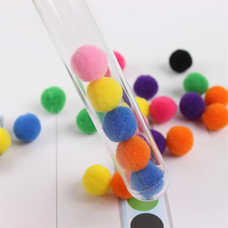 Color Sorting Toy Rainbow Plush Ball Matching Set Preschool Math Counting Kids Educational Stacking Matching Games