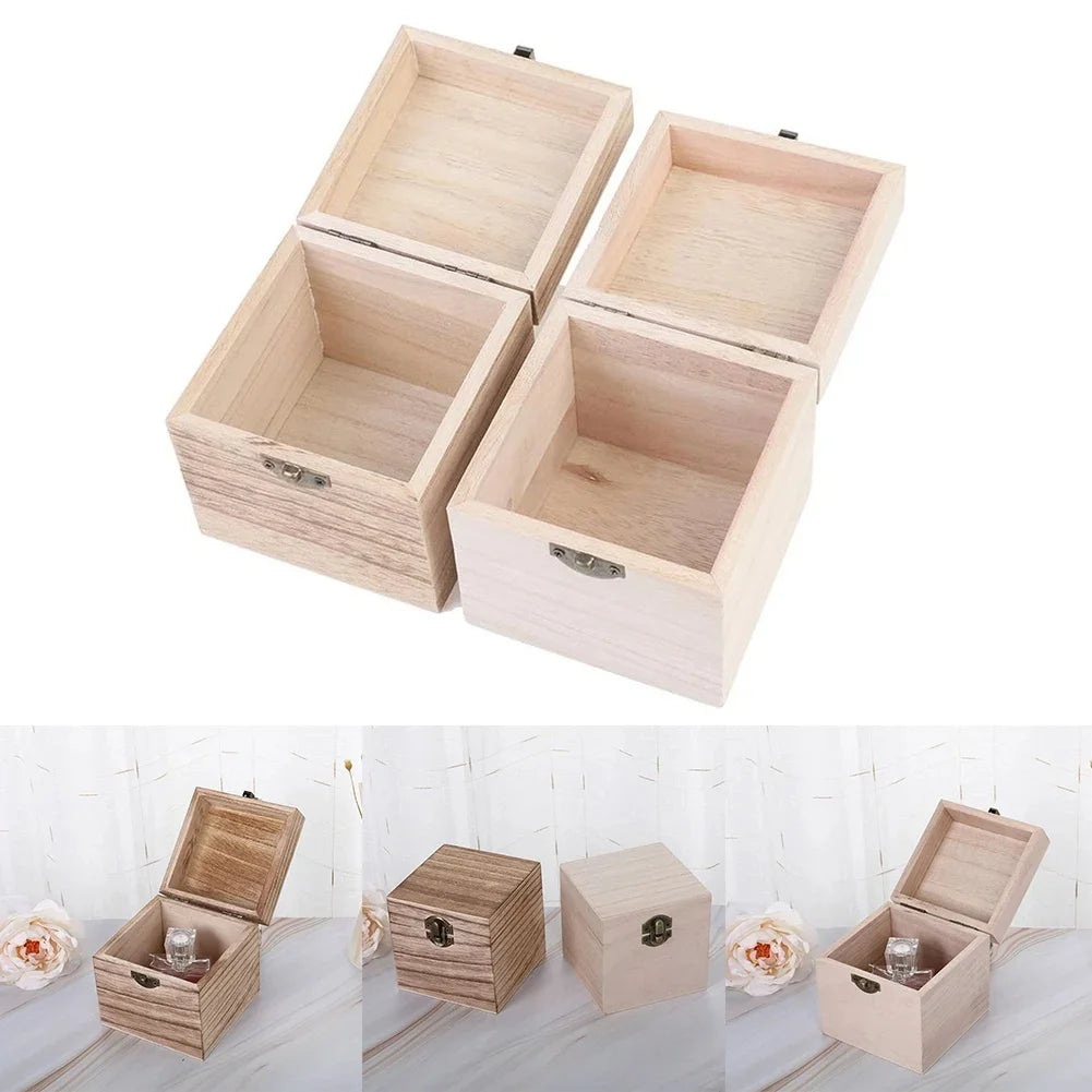 Square Wooden Storage Box With Lid Retro Flip-top Wooden Box Giving Box 10*10*6CM Jewelry Organizer Box For Home Decoration