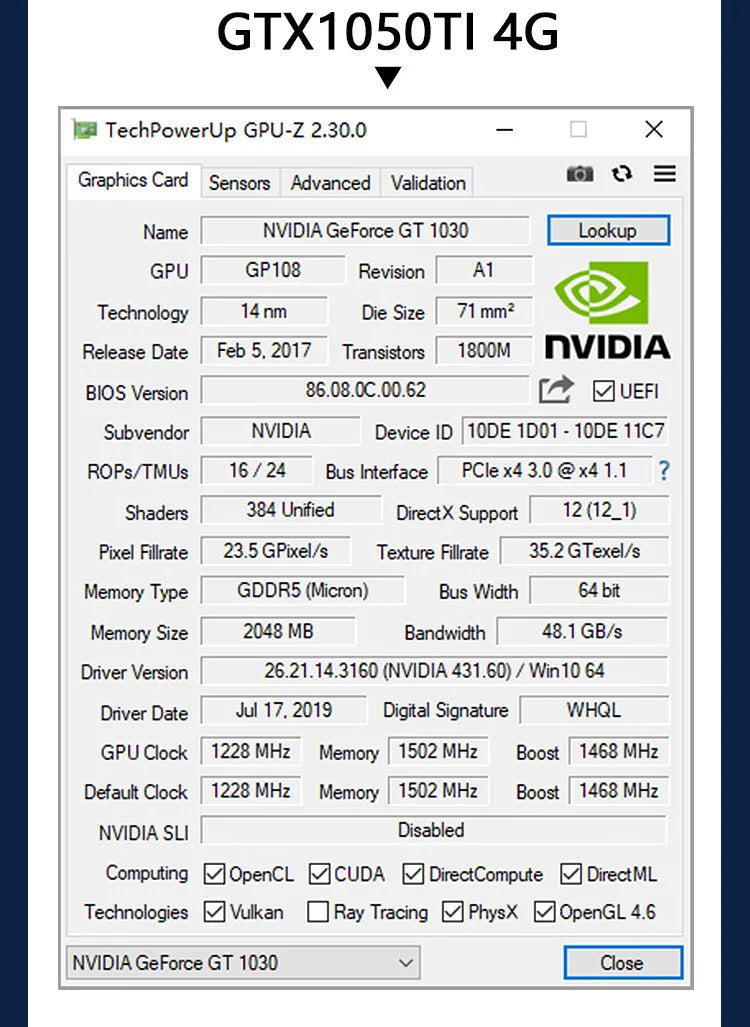 SRhonyra Low Profile Graphics Card 4GB GT730 RX550 GT1030 GTX1050 GTX1050Ti Half Height PCIe Video Card For SFF Thin ITX HTPC