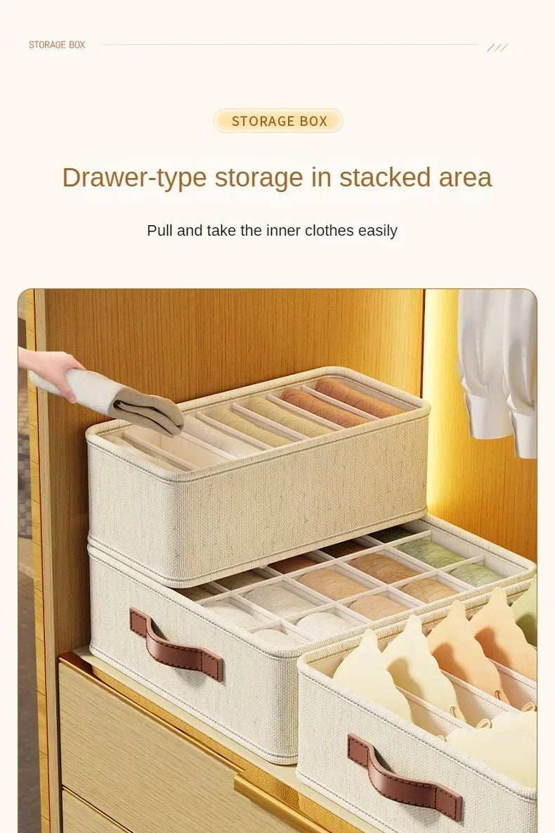 1-5PCS Fabric Drawer Organizers for Underwear Socks Bras - Closet Storage Box with Dividers Foldable Wardrobe Shelf Organizer Se