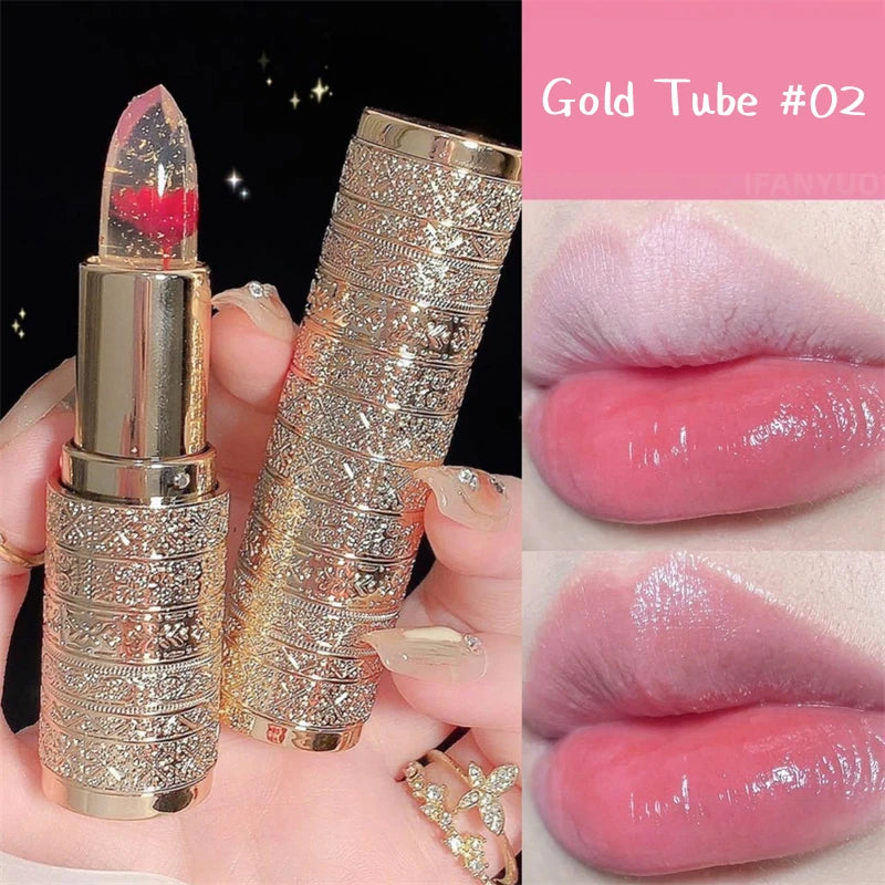 Moisturizing Flower Transparent Lipstick Temperature Color Changing Lip Balm Long Lasting Jelly Lipstick Lips Care Makeup 1pc