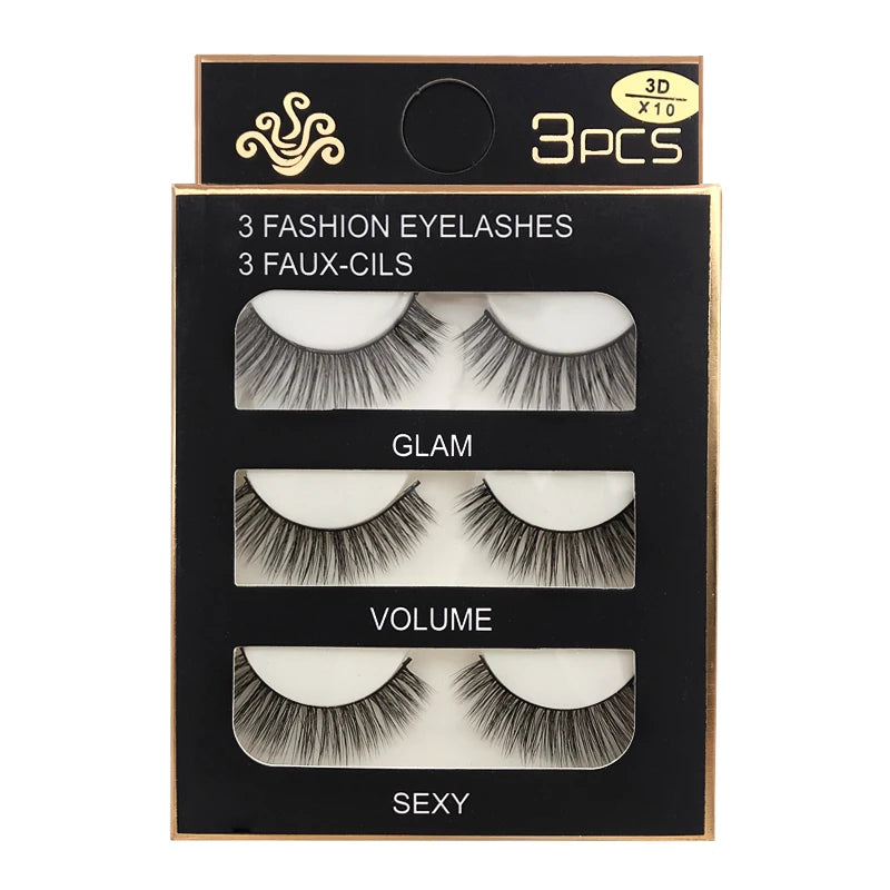 SHIDISHANGPIN 3 pairs 27 styles 3D Faux Mink Hair Soft False Eyelashes Fluffy Wispy Thick Fake Lash Handmade Eyelash Eye Makeup