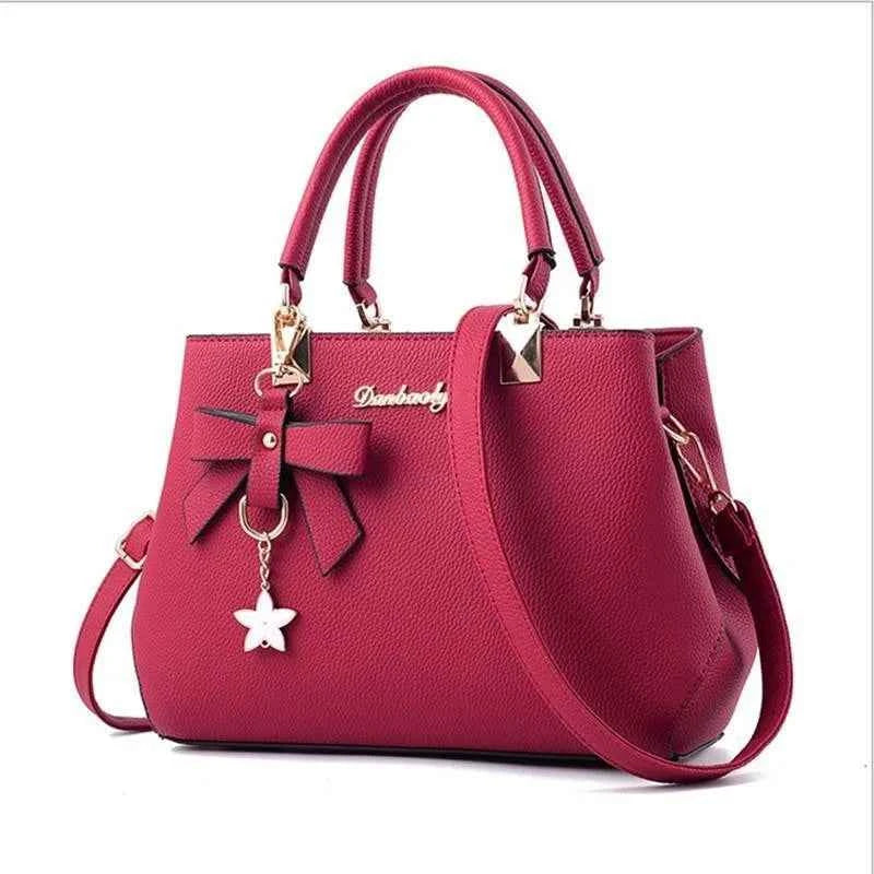 Yogodlns Elegant Women Messenger Bags with flower pendant Office Ladies Totes Pure Leather Handbag for female Crossbody Shoulder