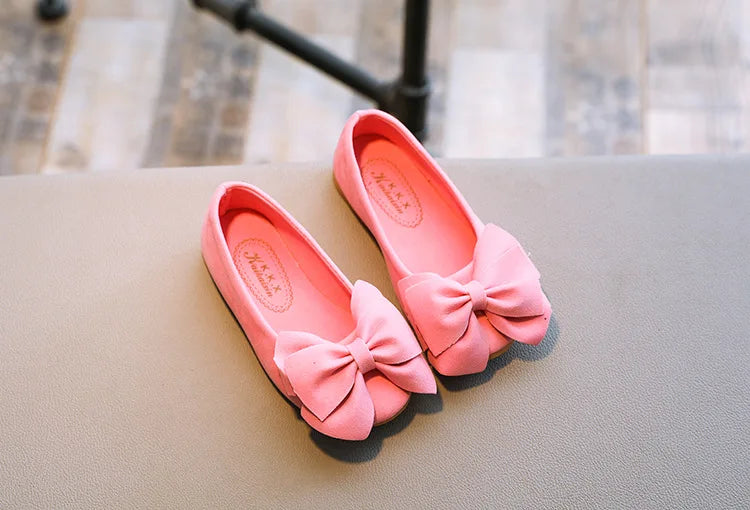 Baby Girls Shoes Princess Bow-knot Flock Fabric Spring Autumn Kids Flats Children Casual Loafers Candy Color Toddlers Shoes Soft