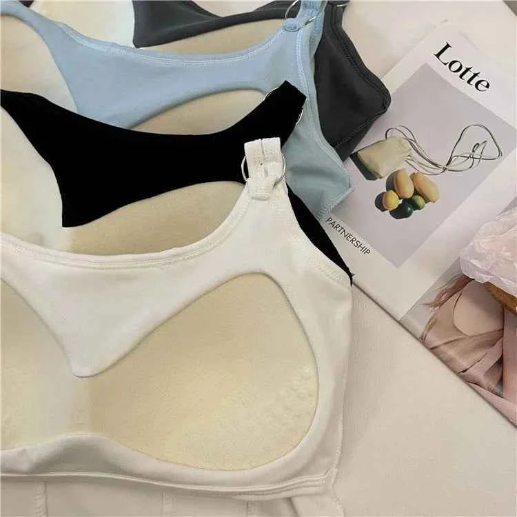 Women Crop Top Summer Y2K Lrregular Hem Slim Tank Tops Casual Sexy Female White Streetwear Letter Tank Tops With Pad Woman