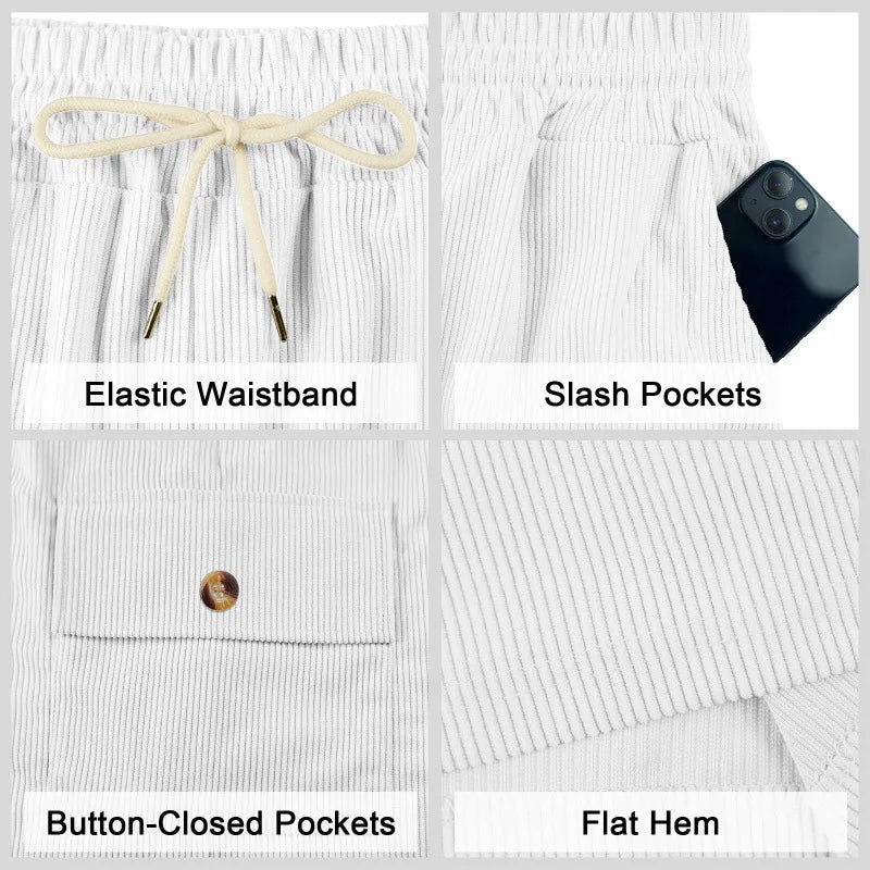 American Men's Heavy Loose Four Seasons Hip Hop Casual Sports Running Corduroy Tooling Shorts