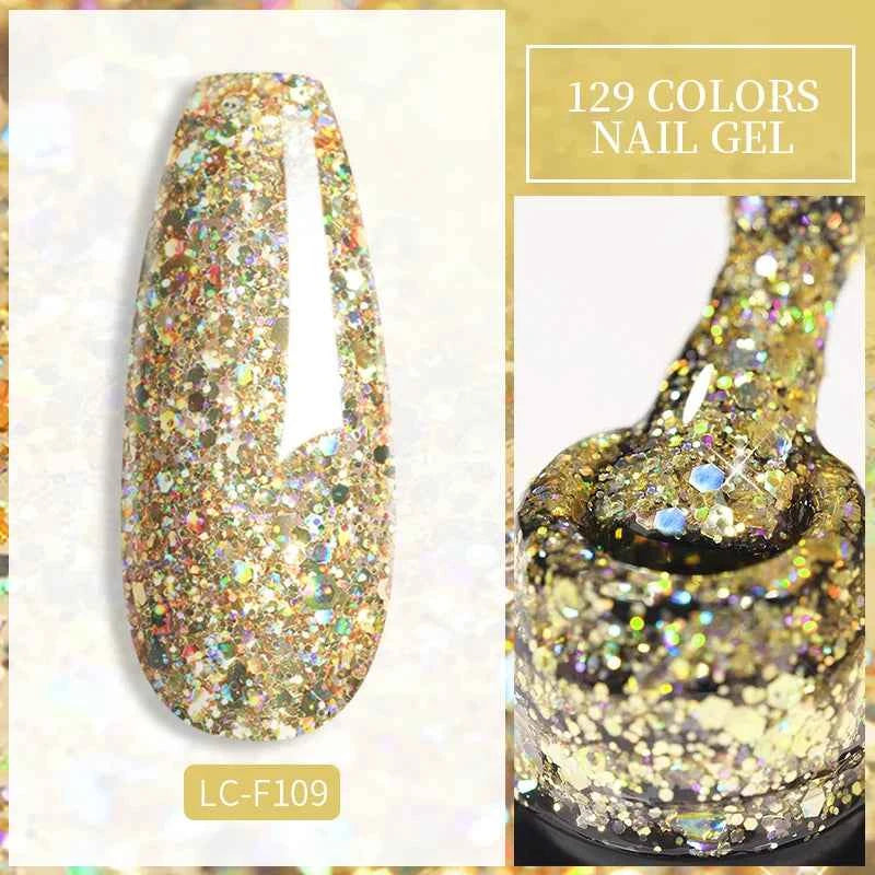LILYCUTE 7ml Colorful Glitter Gel Nail Polish Spring Color Sparkling Sequins Soak Off UV LED Varnish Nail Art Decoration