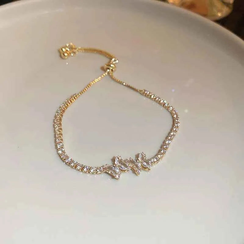 Wave Geometry Adjustable Bracelet Bangle Luxury Fashion Rhinestone Crystal Bracelets Women Wedding Wristband Jewelry