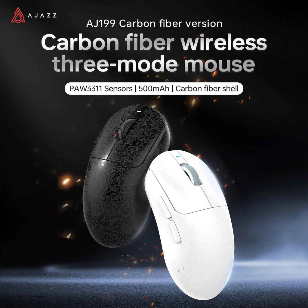 AJAZZ AJ199/AI Three-Mode Gaming Mouse 24000DPI/PAW3311 Sensor/Carbon Fiber Ultra-Thin Design /2.4G+ Bluetooth 5.0+ Wired Mouse