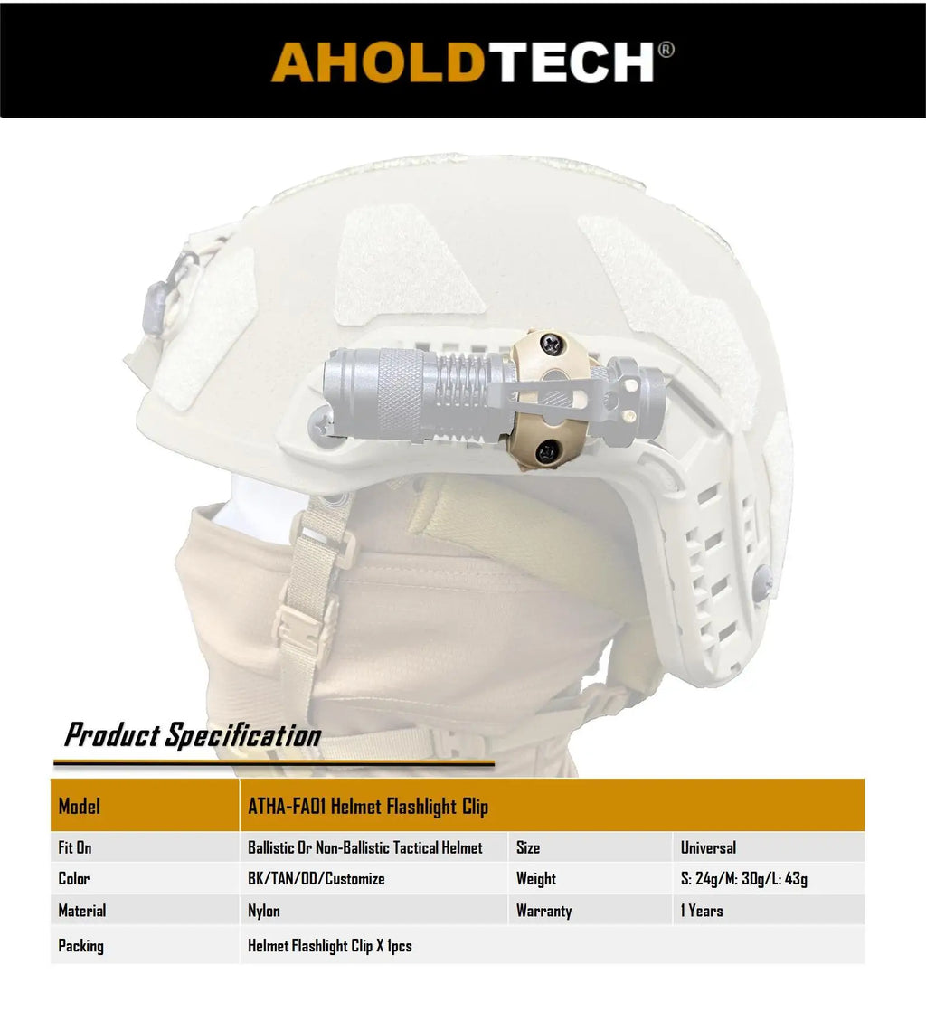 Aholdtech Tactical Bulletproof Helmet Accessories Flashlight Holder Light Clamp And NVG Mount Connector for Gopro Hero Cameras