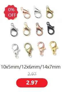 30pcs/lot 12*7mm 10*5mm Stainless Steel Gold Plated Lobster Clasp Hooks for Necklace&Bracelet Chain DIY Fashion Jewelry Findings