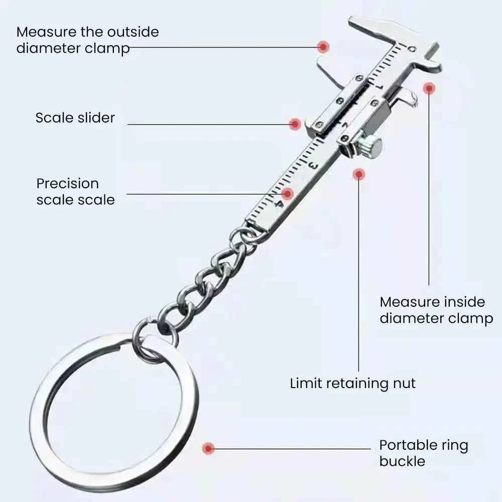 Mini Vernier Caliper Pocket Key Chain Keyring Ornaments Small 3D Movable Precision Measure Tool Accessories Slider Ruler Alloy