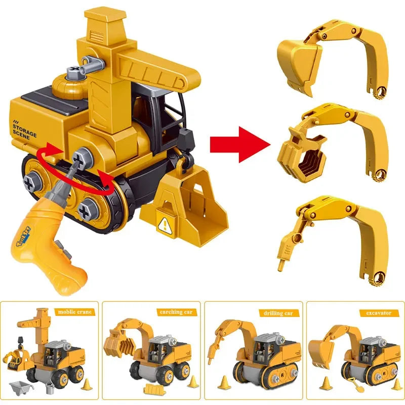 Kids Engineering Vehicle Electric Drill Tool Toys Match Children Educational Assembled Sets Tools For Boys Nut Building Gift