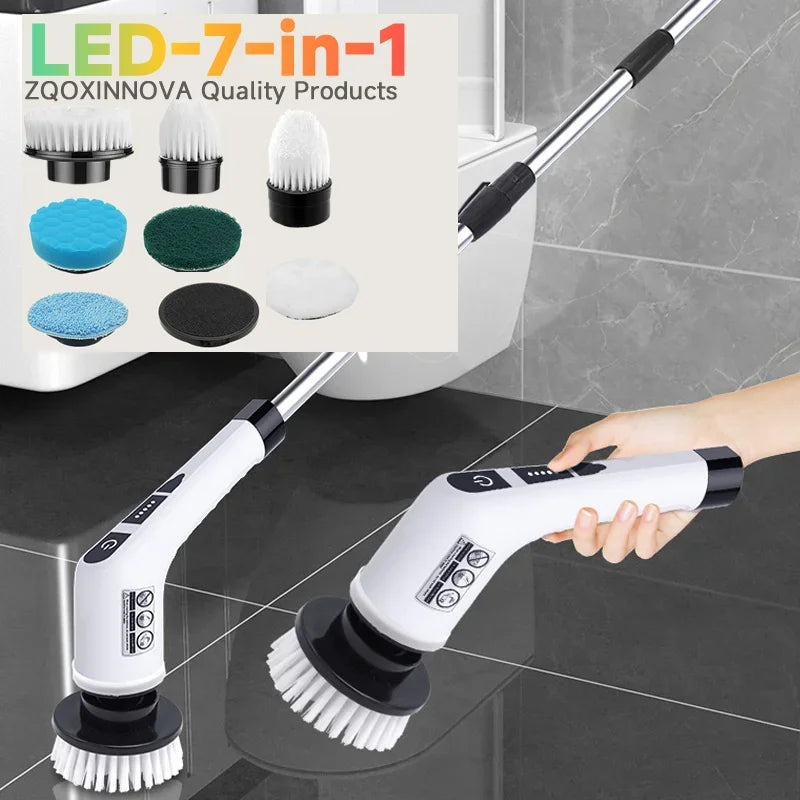 Electric Cleaning Brush Electric Spin Scrubber 7 in 1 Cleaning Tool For Kitchen/Bathroom/Living Room Household Hair Brushes