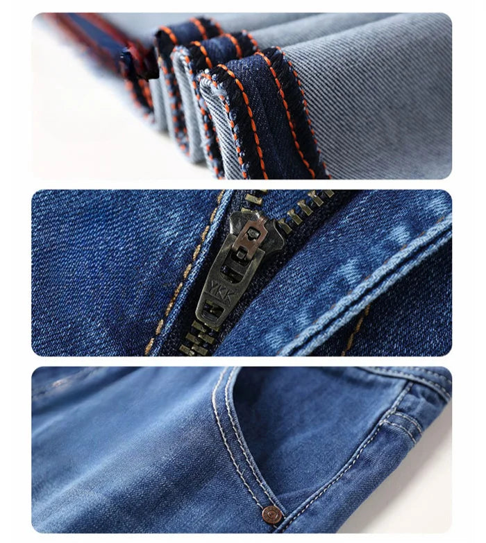 2026 Men Jeans 100% Cotton Thick Straight Plus Big Size 42 44 46 48 140KG Loose Classic Black Denim Trousers Casual Pants