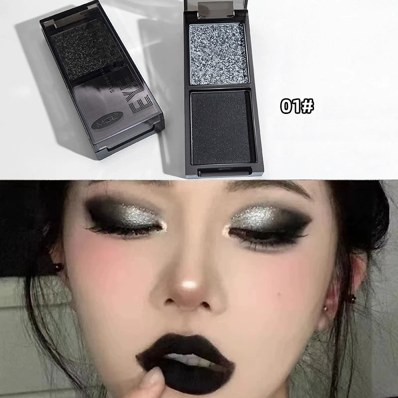 Two-color Black Red Eyeshadow Palette Multifunctional Makeup Palette Silky Matte Blood Red Eyeliner Silkworm Lower Shadow Makeup