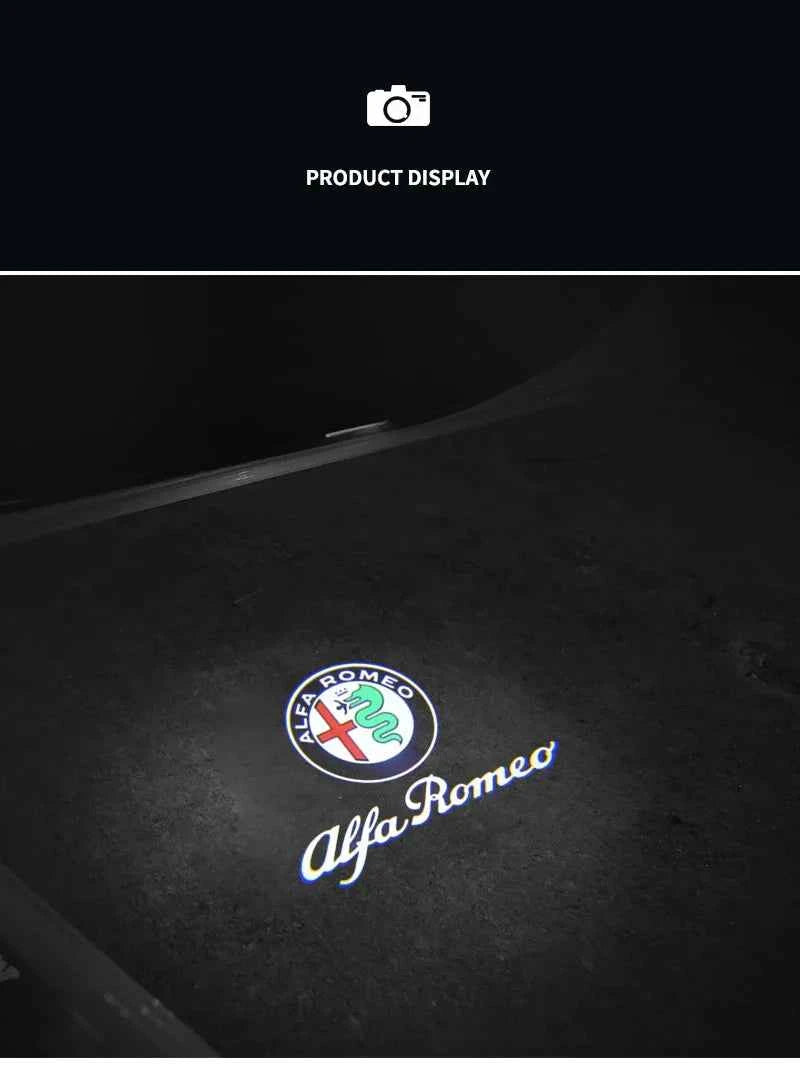 2Pcs Fashion LED Car Door Welcome Light Logo Projector for Alfa Romeo Spider Giulia Giulietta 147 156 159 Mito Stelvio GT Spider