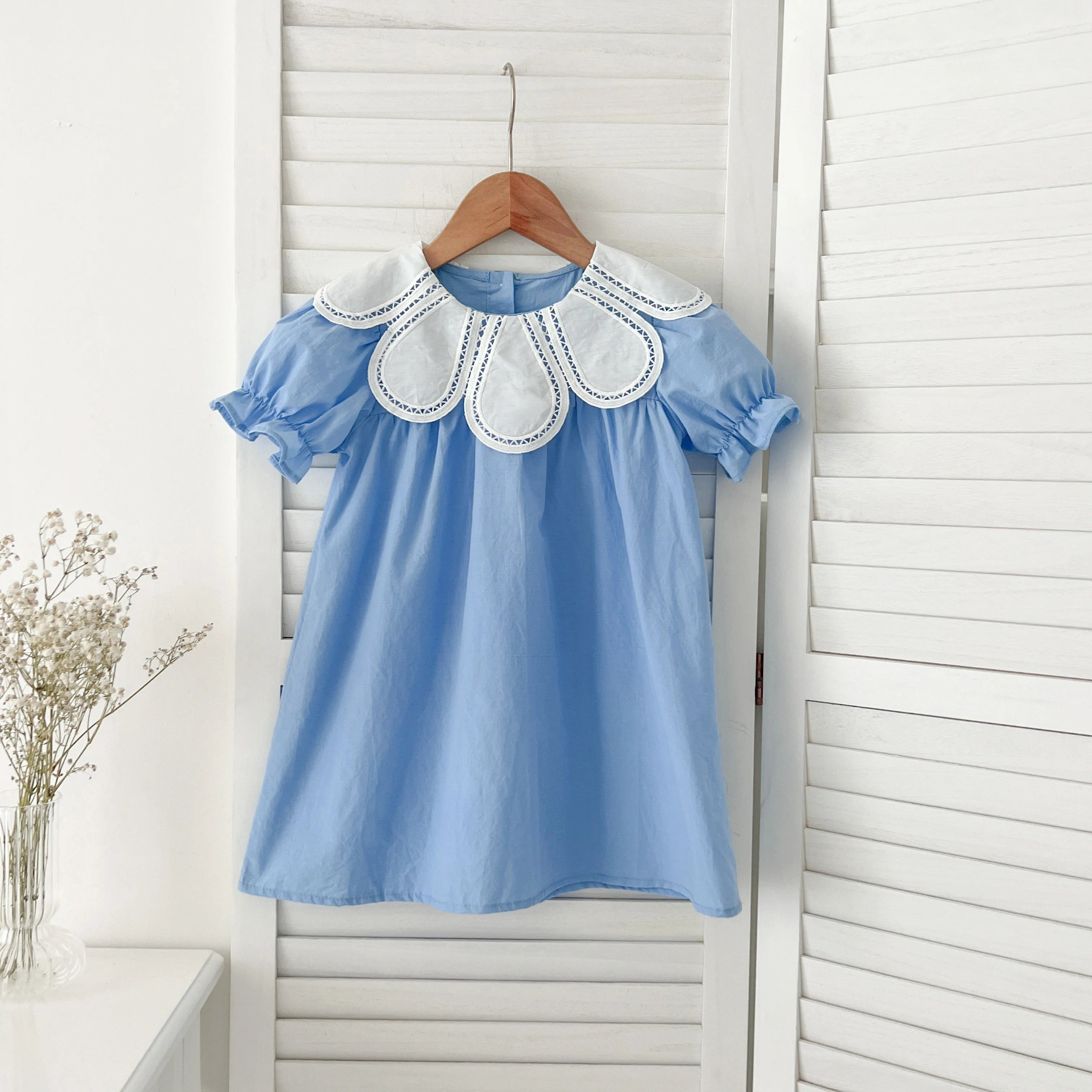Baby Summer Dress 2-6Yrs Baby Girls Clothes Petal Collar Cotton New Toddler Girl Dresses Kids Girls Casual Soft Dress Princess