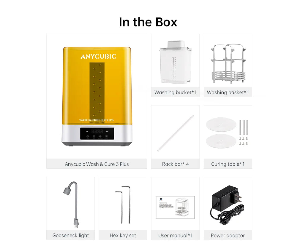ANYCUBIC Wash & Cure 3 Plus Washing Curing Machine For LCD Resin 3D Printer For M7 Pro/Photon P1 Cleaning Size 228*128*250 mm