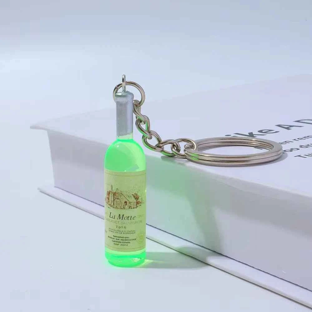 9 Style Wine Bottle Keychain Miniature Alcohol Keyring Cute Novelty Bag Charm Wine Lovers Gift Adult Party Favors Small Pendant