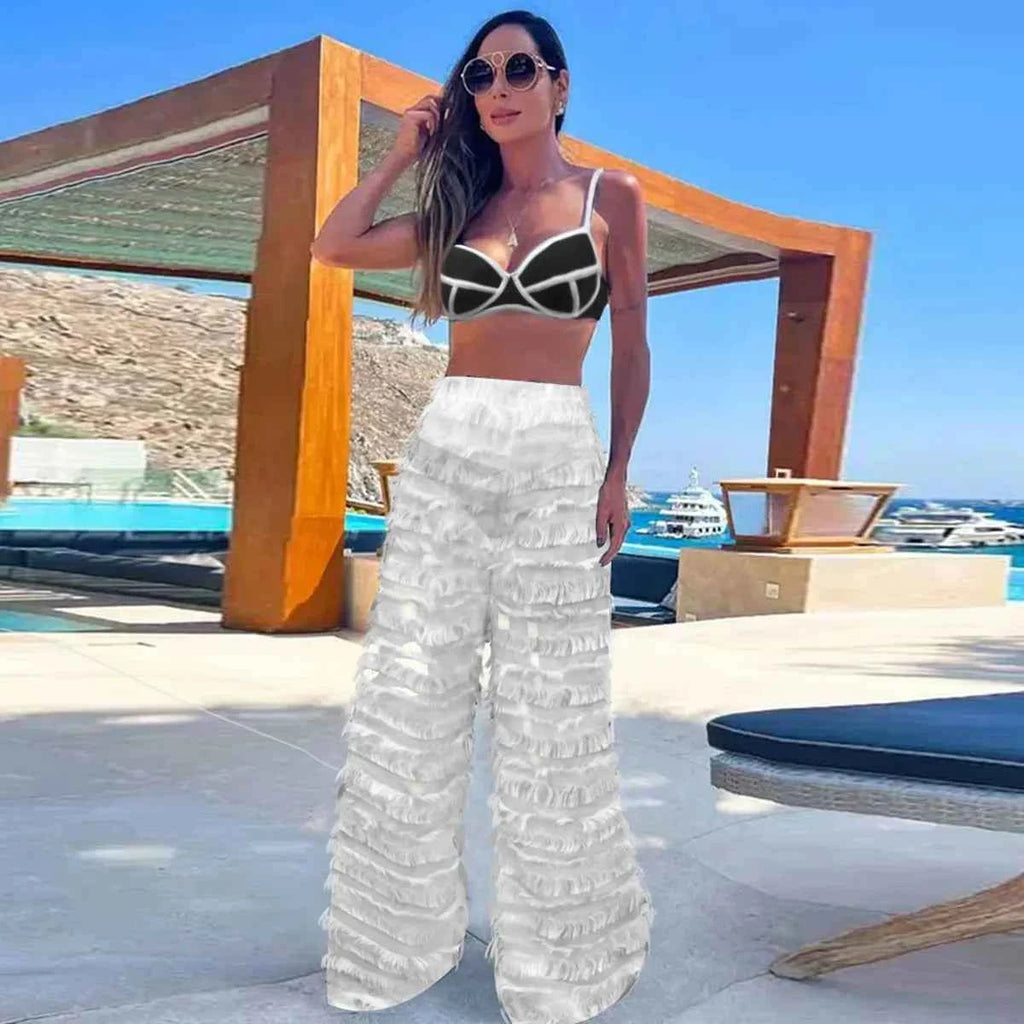 2026 New Sexy Women Three Piece Bikinis Set With Pants Bra See Through Beach Pants Swimsuit Summer Female Vacation Beachwear