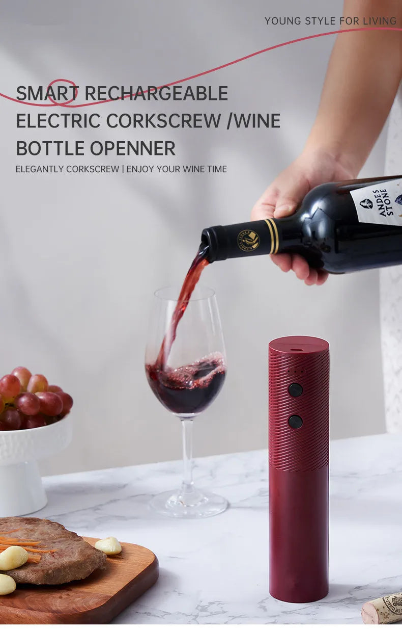 Electric Wine Bottle Opener Charged Automatic Reusable Easy Carry Red Wine Opener Gift for Waiter Women Home Kitchen Party Bar