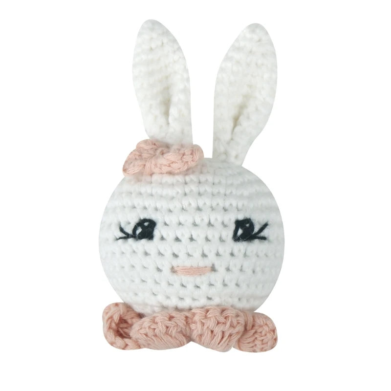Crochet Animal Baby Pacifier Clip Accessories Handmade Knitted Bunny Teether Beads Newborn Nipple Clip Dummy Soother Holder Toy