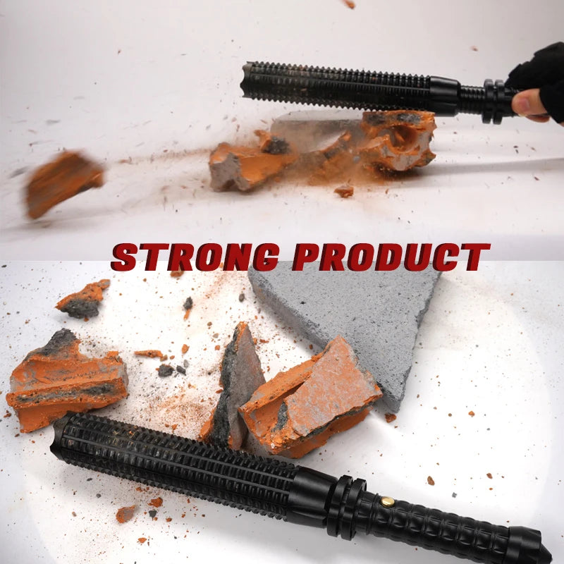 LED Defense Self-defense Flashlight Rechargeable Tactical Long Handle COB Baseball Torch Outdoor Window Breaker Hammer Emergency
