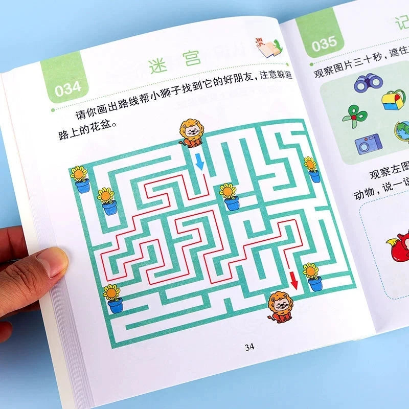 Kids Brain Early Education Book for Kids 2-6 Years Mathematical Book Animals Drawing Painting Pen Control Training