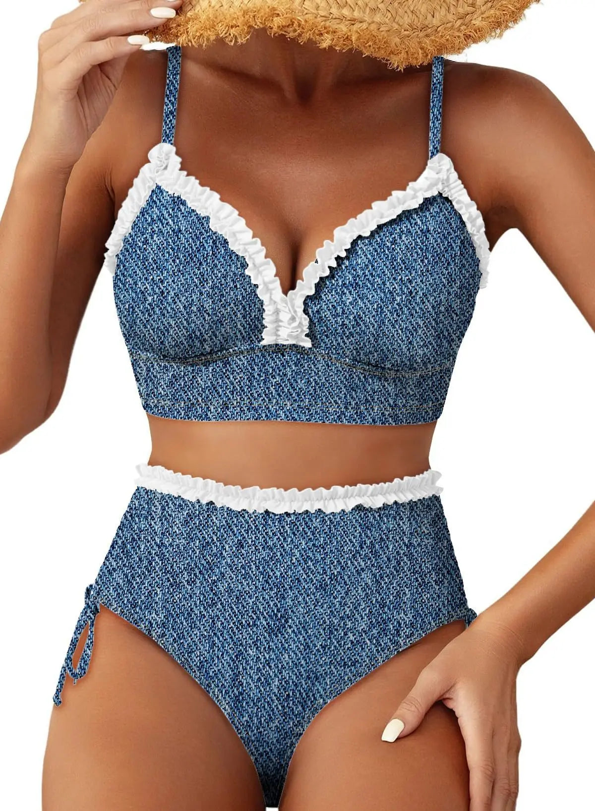 2026 V Neck String Two Piece Bikini With Shorts Women Swimwear Female Swimsuit Bathers Bathing Swimming Suit Beachwear Summer