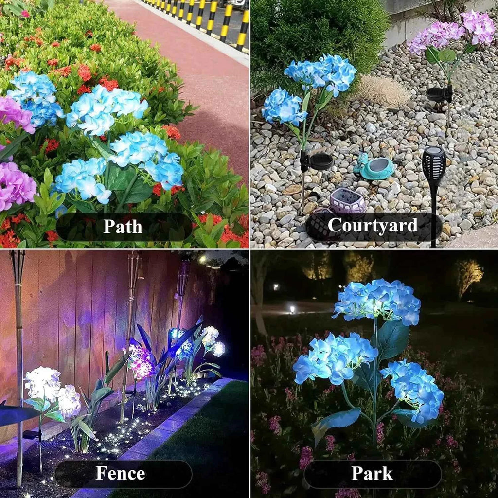 Solar Lights Outdoor Garden Light Waterproof Solar Garden Lights with Hydrangea Flower Lights LED Solar Powered Landscape Lights