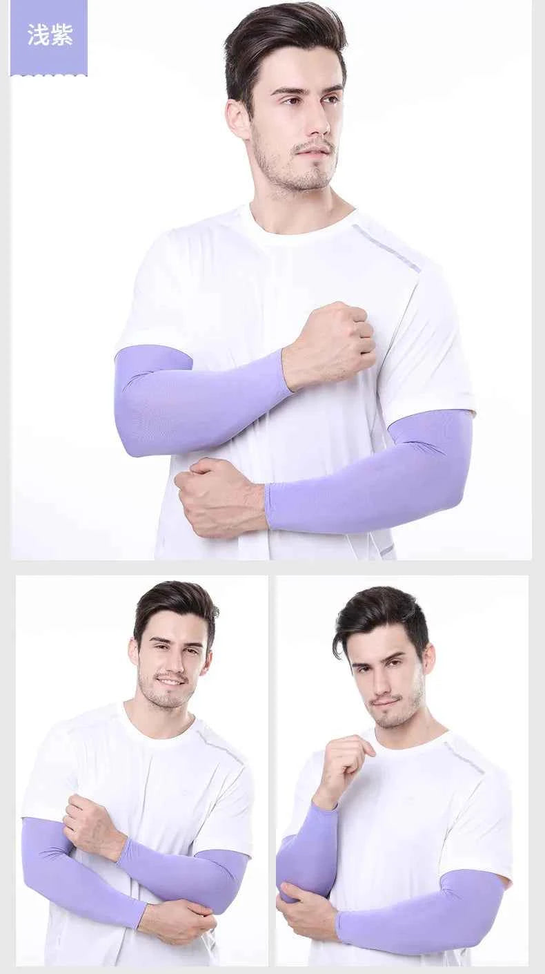 2Pcs Unisex Cooling Arm Sleeves Cover Sports Running UV Sun Protection Outdoor Men Fishing Cycling Sleeves for Hide Tattoos