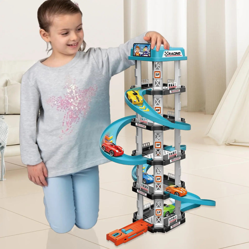 Racing Rail Car Toys Children Garage Catapult Sports Track Game Toys Kids Building Parking Baby Lot Gas Station DIY Winding Road