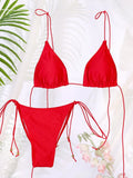 ZRTAK Triangle Bikinis Sexy Swimsuit Women's Swimwear 2025 High Cut Bathing Suit Push Up Two Piece Biquini Solid Tie Bikini Sets