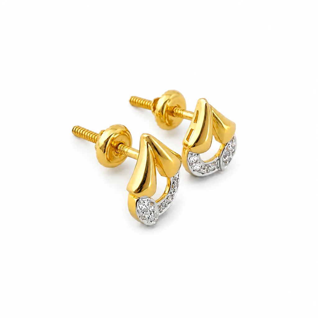 Namivaa 18Kt Yellow Gold Diamond Micro Insert Designer Stud Earrings Women High Polish Contemporary Party Wedding Daily Wear
