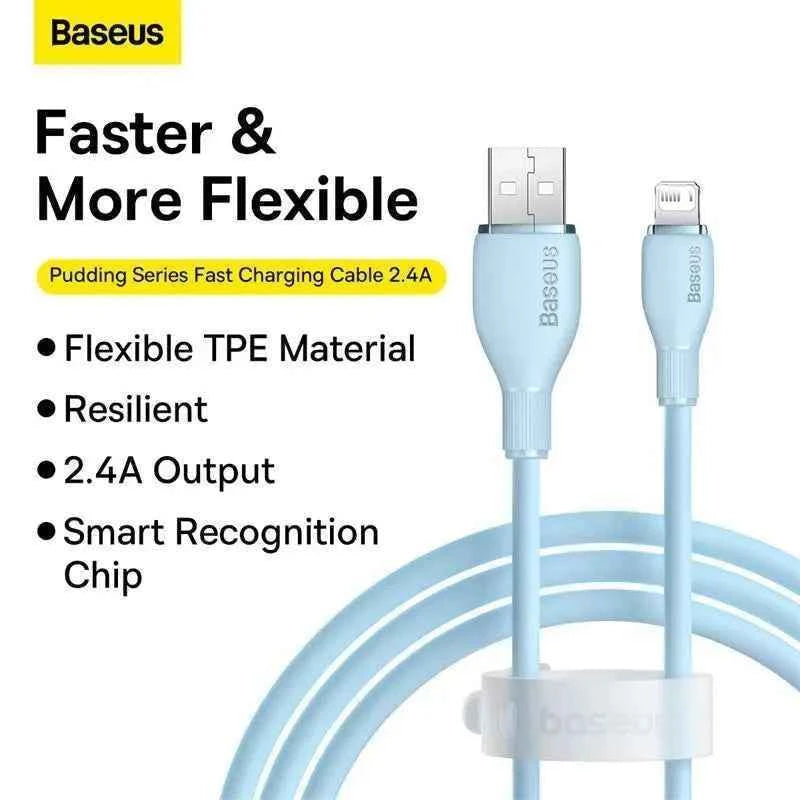 Baseus TPE 2.4A Fast Charging USB Cable for iPhone 14 13 Pro Max Xs Xr X 8 Plus Cable for iPhone iPad Air Mini 4 Charger Cable