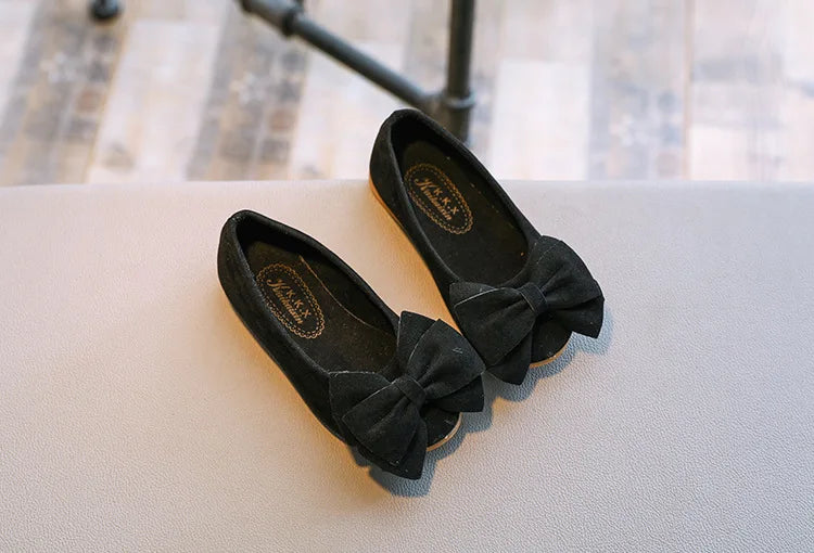 Baby Girls Shoes Princess Bow-knot Flock Fabric Spring Autumn Kids Flats Children Casual Loafers Candy Color Toddlers Shoes Soft