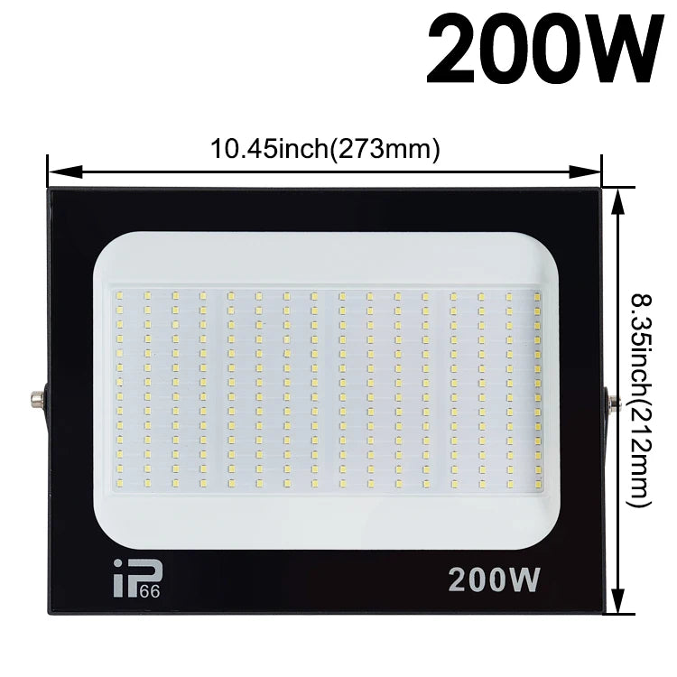 LED Flood Light Spotlight AC220V 100W 200W IP66 Waterproof LED Black Shell Garden Street Gate Wall Floodlights