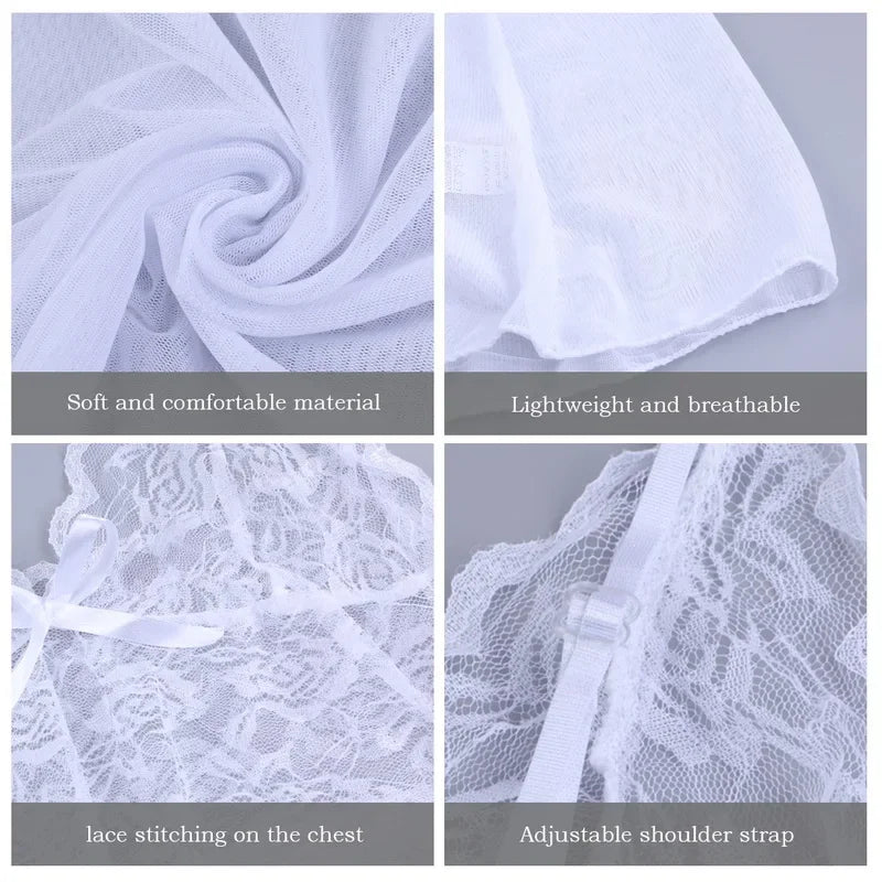 Sexy Sleepwear Women's Nightgowns Dress Through Lace Sexy Lingerie Night Dress Women Underwear Party Nightie New