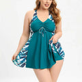 Split Swimsuit For Womens Conservative Big Flower Oversize Tankini Set Summer Beachwears Ladies Swimsuits With Neck Straps